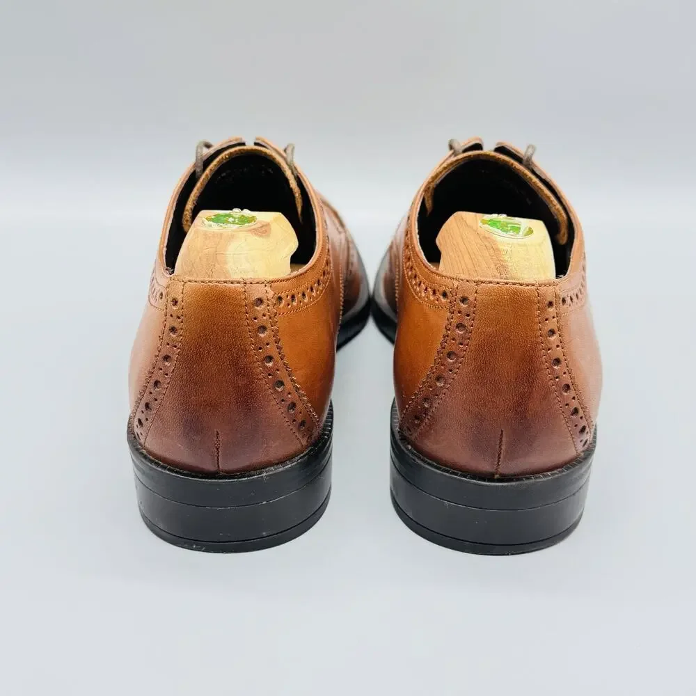 Cole Haan Shoes Mens 9.5 Brown Leather Grand OS Wingtip Oxford Dress Brogue